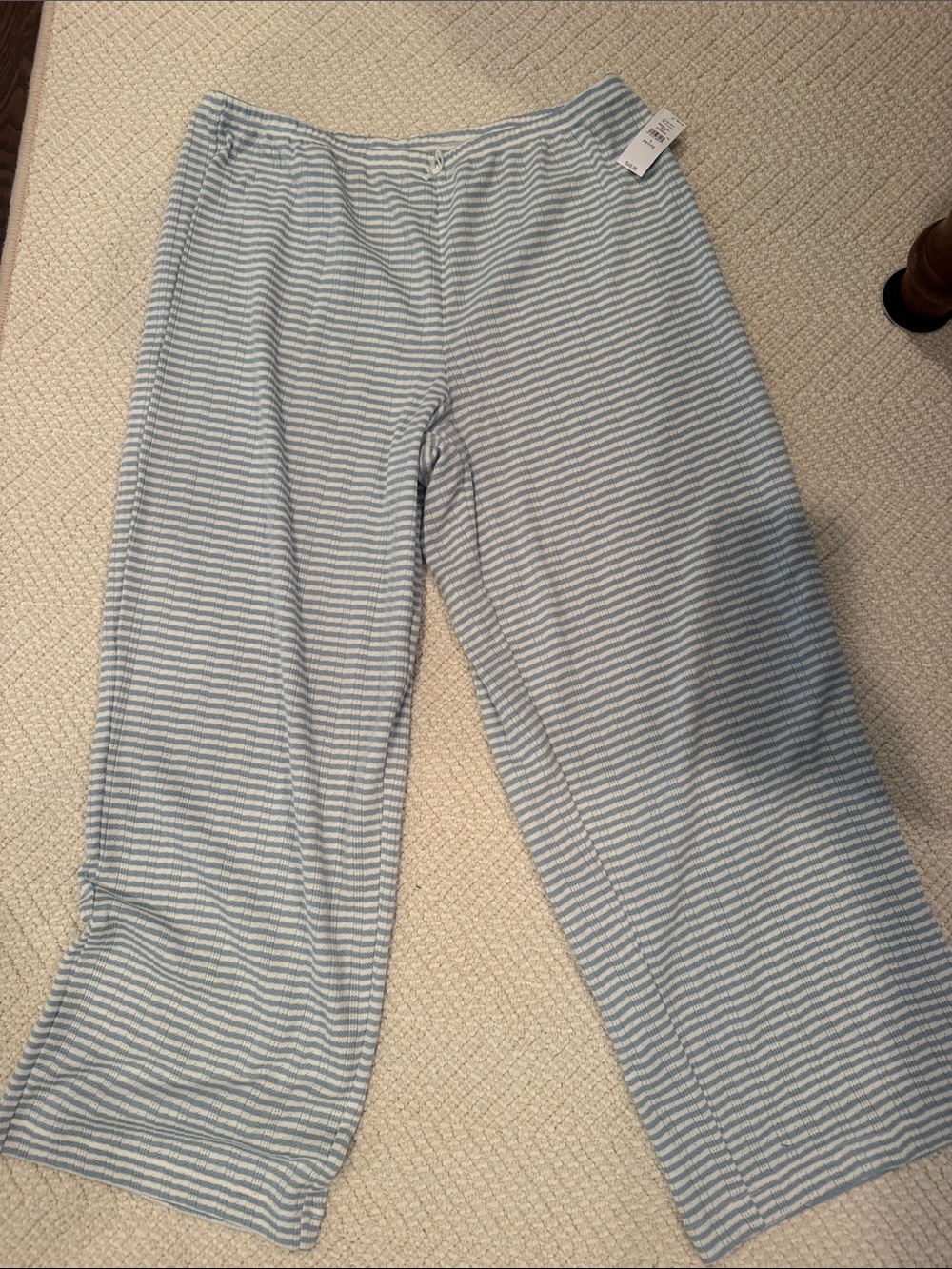 GAP Light Blue and White Striped Lounge Pants, Size L Petite, NWT